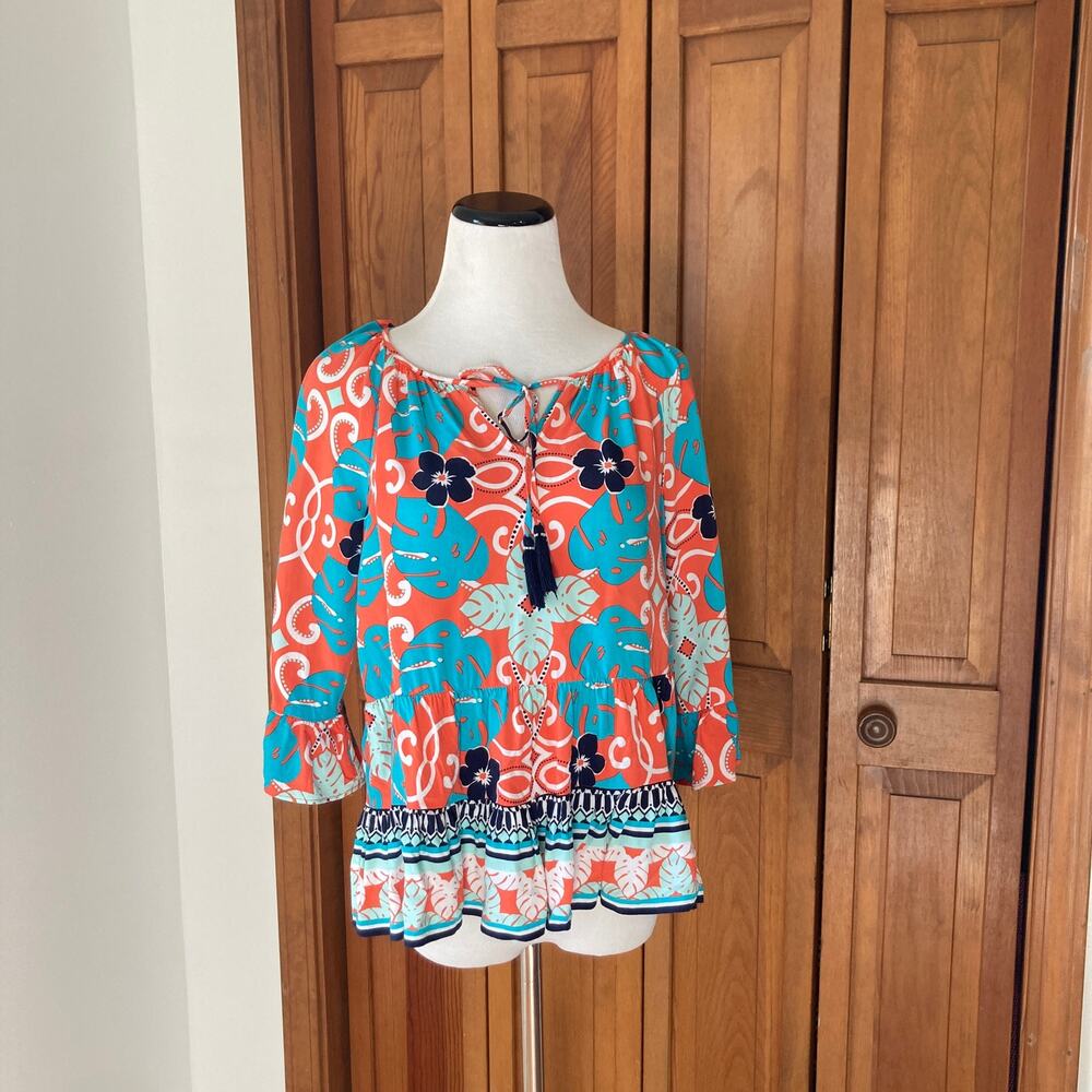 Crown & Ivy Bright Floral Pullover Blouse, Size XS
